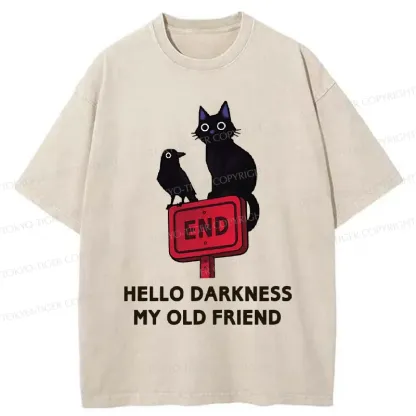 Tokyo-Tiger Black Cat And Crow Washed T-Shirt