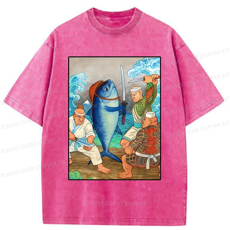 Tokyo-Tiger Tuna VS Human Washed T-Shirt
