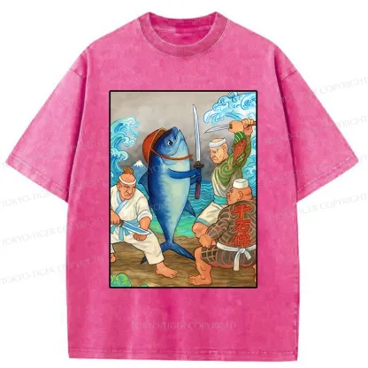 Tokyo-Tiger Tuna VS Human Washed T-Shirt