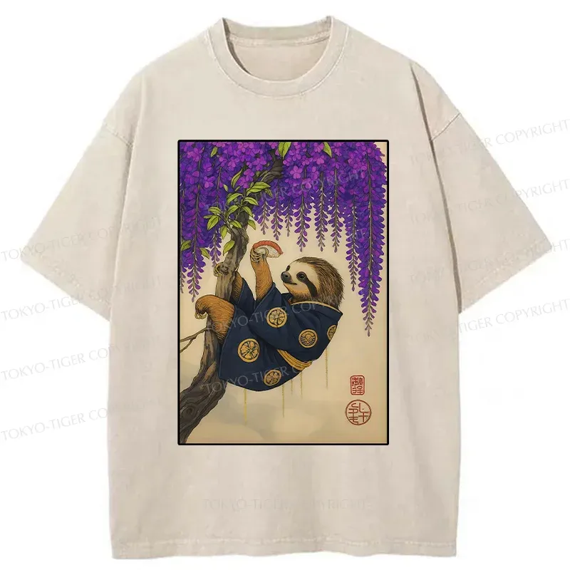 Tokyo-Tiger Japanese Sloth Washed T-Shirt