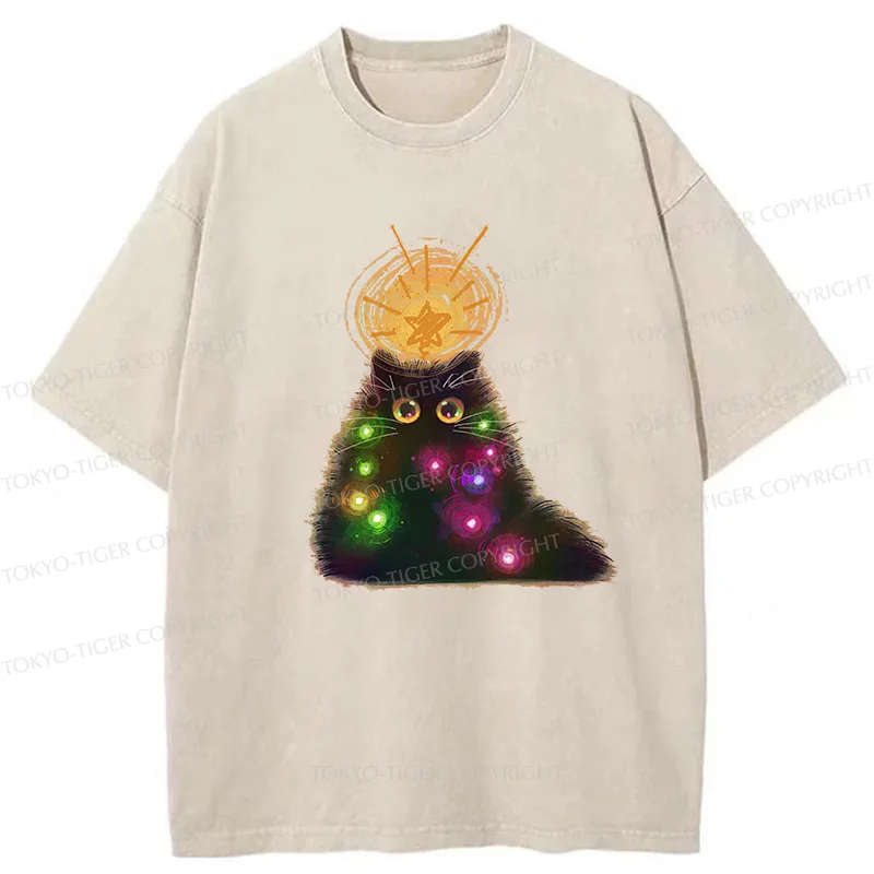 Tokyo-Tiger Christmas Cat Washed T-Shirt