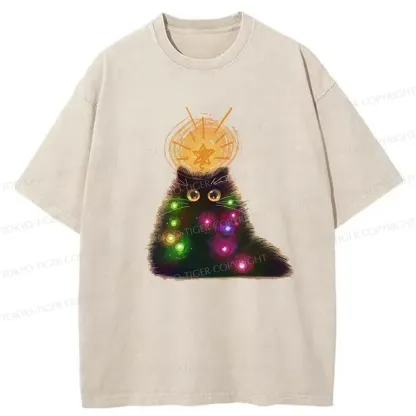 Tokyo-Tiger Christmas Cat Washed T-Shirt