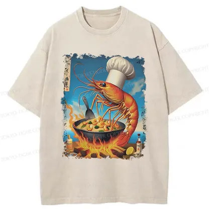 Tokyo-Tiger Shrimp Fried Rice Funny Washed T-Shirt