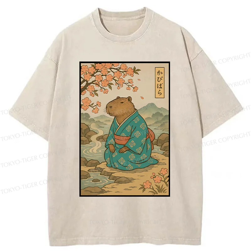 Tokyo-Tiger Japanese Capybara Washed T-Shirt