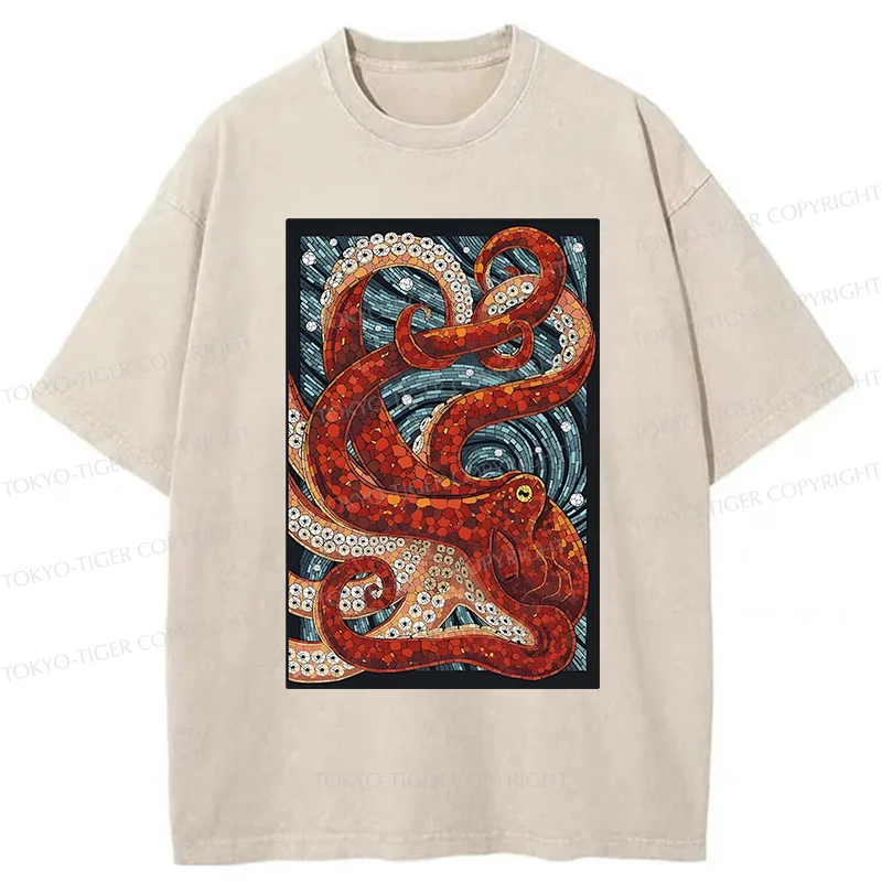 Tokyo-Tiger Colorful Octopus Washed T-Shirt