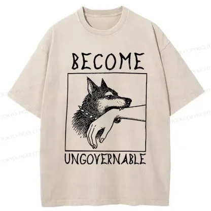 Tokyo-Tiger Uncontrolled Dog Washed T-Shirt