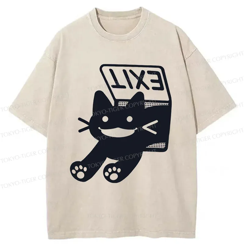 Tokyo-Tiger Cat Is Escaping Washed T-Shirt