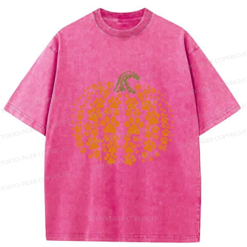 Tokyo-Tiger Cute Pumpkin Washed T-Shirt