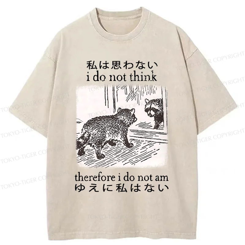 Tokyo-Tiger Raccoon Self-doubt Washed T-Shirt