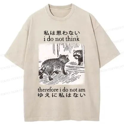 Tokyo-Tiger Raccoon Self-doubt Washed T-Shirt
