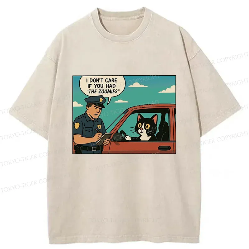 Tokyo-Tiger Cat Gets Ticket For Speeding Washed T-Shirt