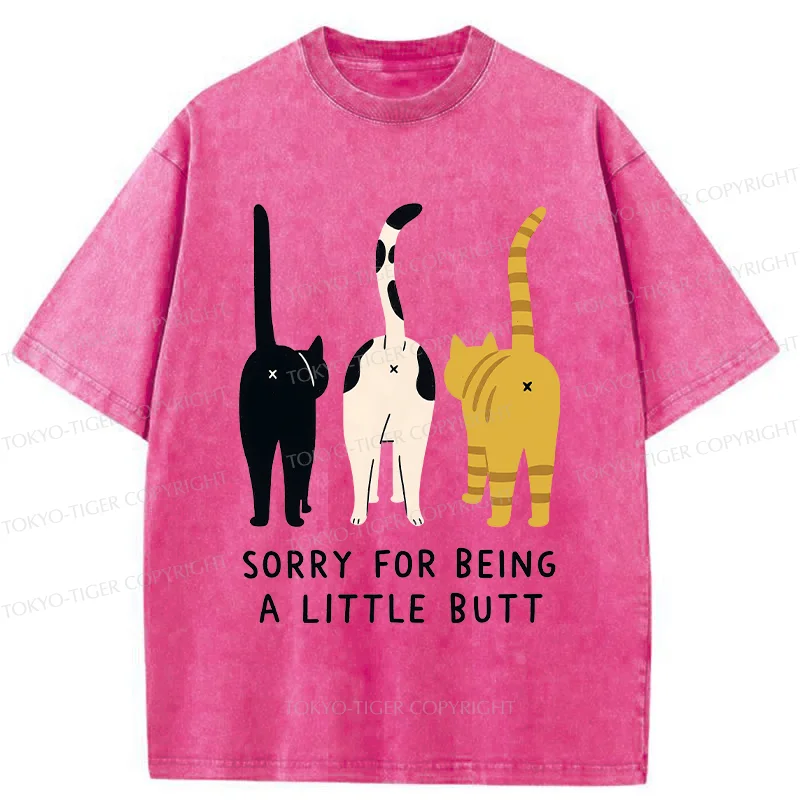 Tokyo-Tiger Cat's Butt Funny Washed T-Shirt