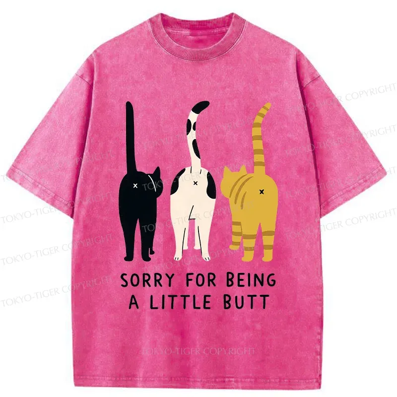 Tokyo-Tiger Cat's Butt Funny Washed T-Shirt