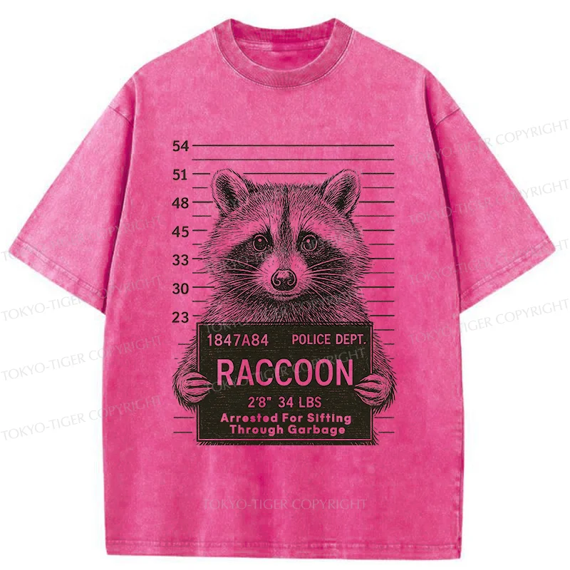 Tokyo-Tiger Arrested Raccoon Washed T-Shirt