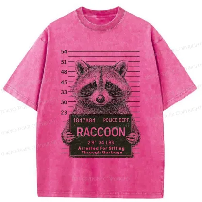 Tokyo-Tiger Arrested Raccoon Washed T-Shirt