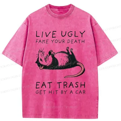 Tokyo-Tiger Possum Playing Dead Funny Washed T-Shirt