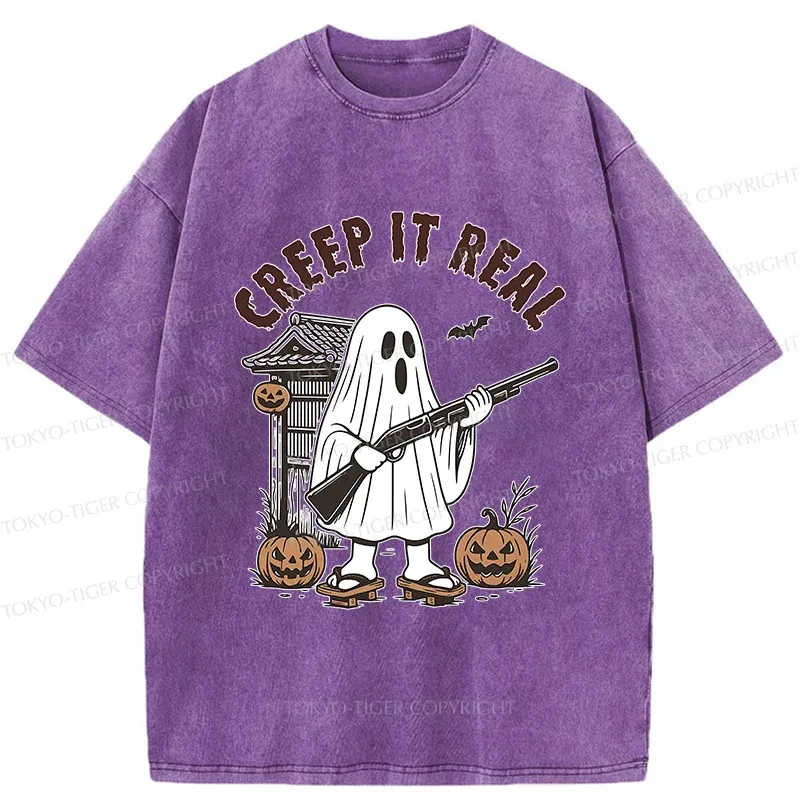 Tokyo-Tiger Halloween Japanese Ghost Washed T-Shirt