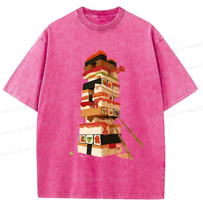 Tokyo-Tiger Sushi Game Washed T-Shirt