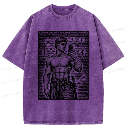 Tokyo-Tiger Workout Selfie David Washed T-Shirt