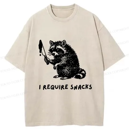 Tokyo-Tiger Raccoons Need Snacks Funny Washed T-Shirt