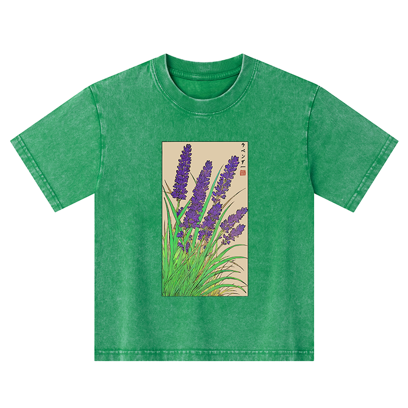 Tokyo-Tiger Japanese Lavender Kids Washed T-Shirt