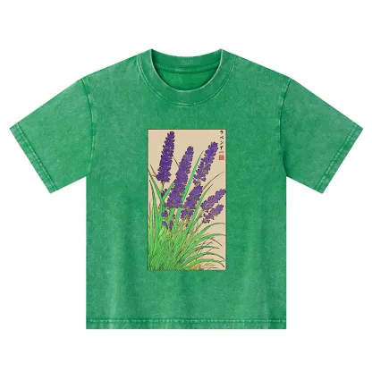Tokyo-Tiger Japanese Lavender Kids Washed T-Shirt