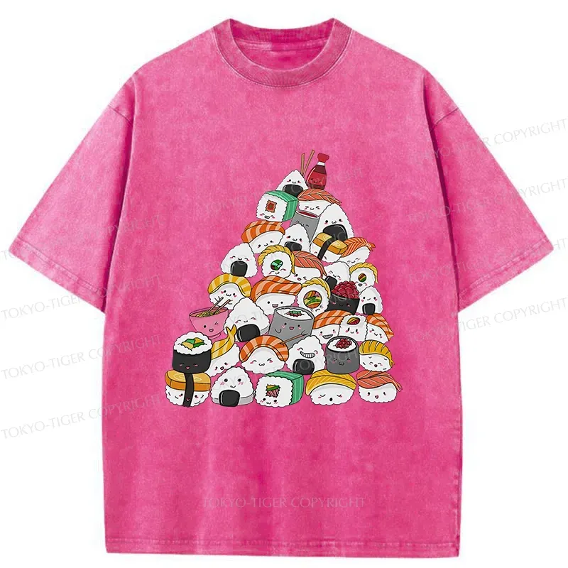 Tokyo-Tiger Christmas Sushi Washed T-Shirt