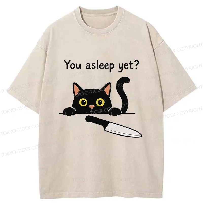 Tokyo-Tiger Cat With Murderous Intent Washed T-Shirt