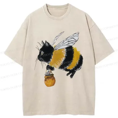 Tokyo-Tiger Catbee Funny Washed T-Shirt