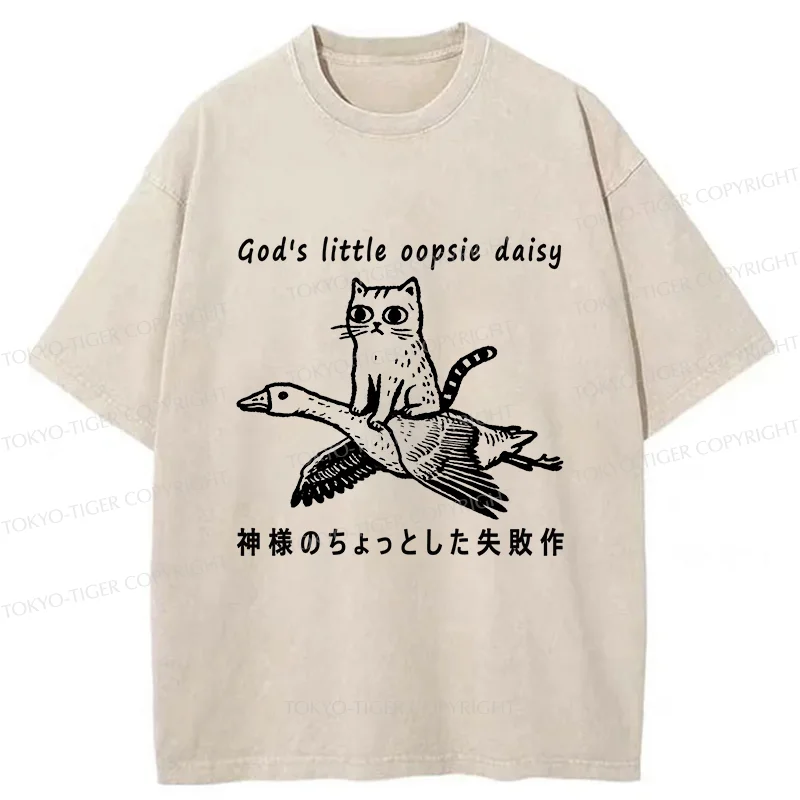 Tokyo-Tiger Little Oopsie Daisy Cat Washed T-Shirt