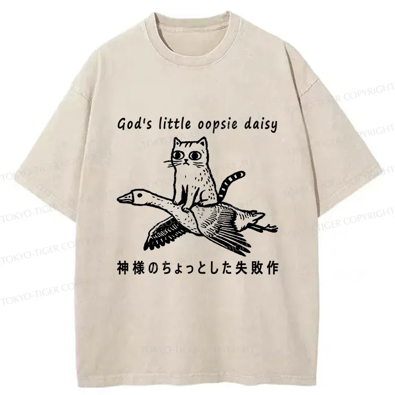 Tokyo-Tiger Little Oopsie Daisy Cat Washed T-Shirt