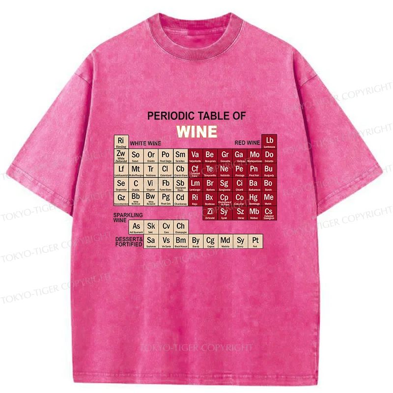 Tokyo-Tiger Table of Elements of Wine Washed T-Shirt