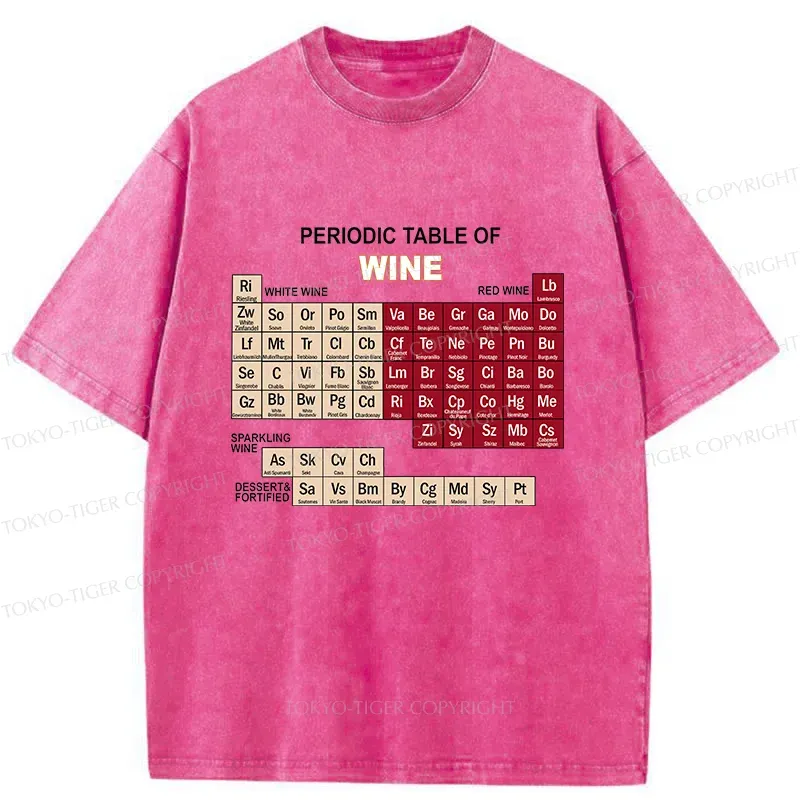 Tokyo-Tiger Table of Elements of Wine Washed T-Shirt