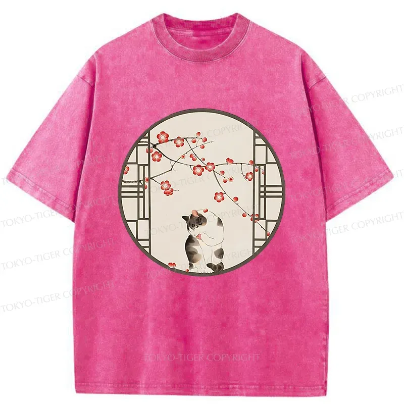 Tokyo-Tiger Beautiful View Outside The Window Washed T-Shirt