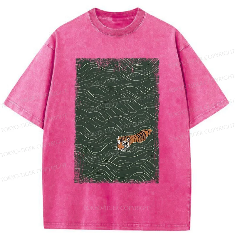 Tokyo-Tiger Tiger In The Grass Washed T-Shirt