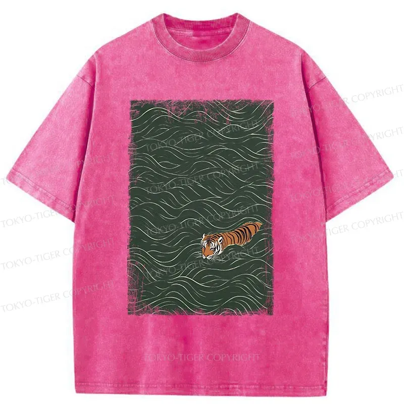 Tokyo-Tiger Tiger In The Grass Washed T-Shirt