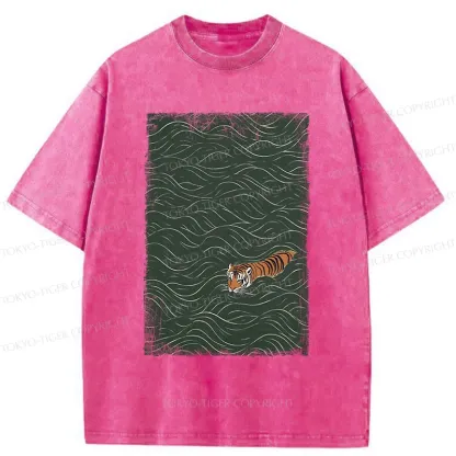 Tokyo-Tiger Tiger In The Grass Washed T-Shirt