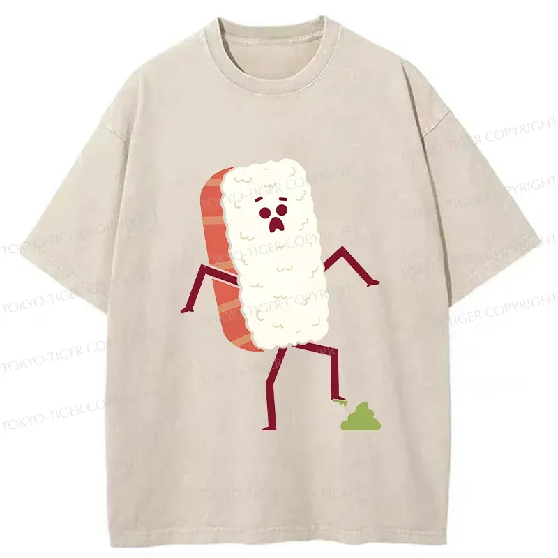 Tokyo-Tiger Sushi Stepped On Wasabi Washed T-Shirt