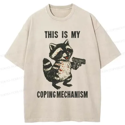 Tokyo-Tiger Raccoon Coping Mechanism Washed T-Shirt