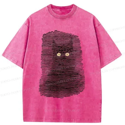 Tokyo-Tiger Cat In The Dark Washed T-Shirt