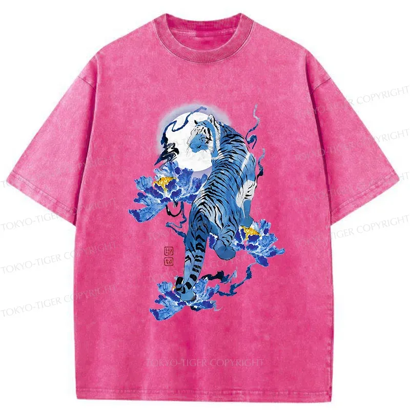 Tokyo-Tiger Japan Blue Tiger Washed T-Shirt