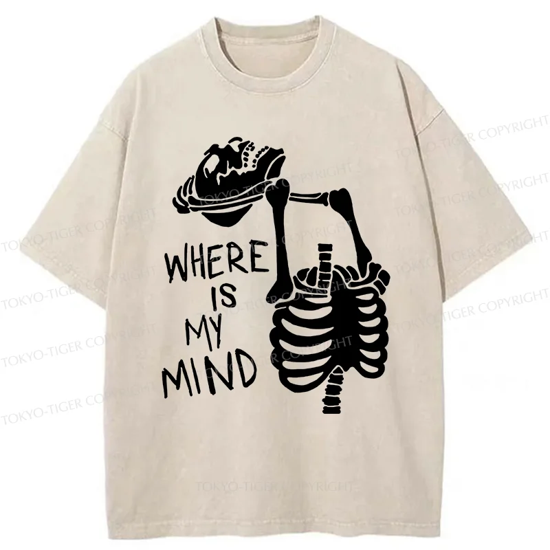 Tokyo-Tiger Confused And Angry Skeleton Washed T-Shirt
