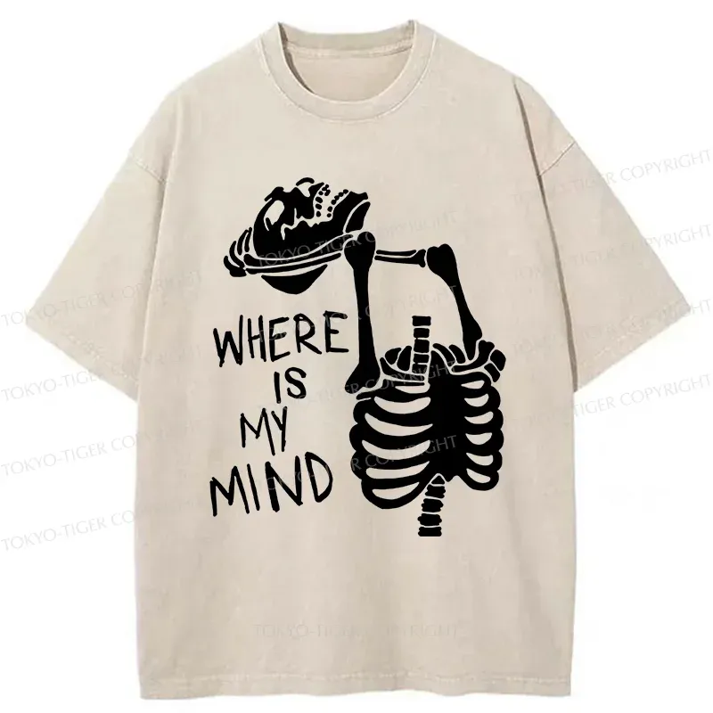 Tokyo-Tiger Confused And Angry Skeleton Washed T-Shirt