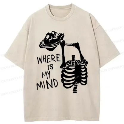 Tokyo-Tiger Confused And Angry Skeleton Washed T-Shirt