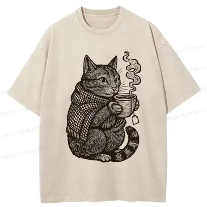 Tokyo-Tiger Autumn Cat Washed T-Shirt