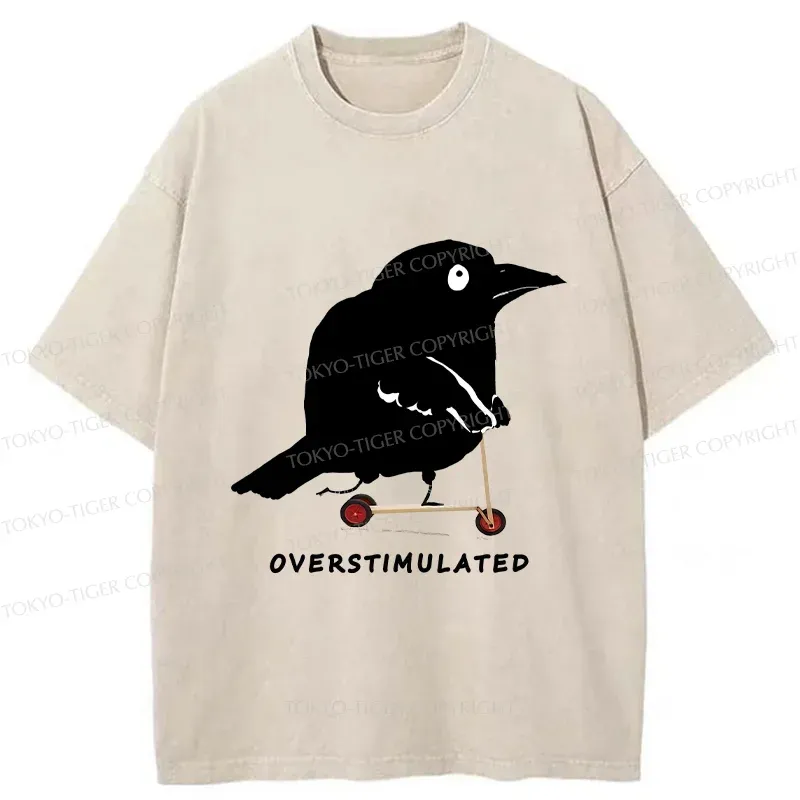 Tokyo-Tiger Bird Are Overstimulated Washed T-Shirt