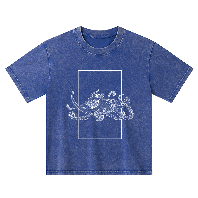 Tokyo-Tiger Japanese Giant Octopus Kids Washed T-Shirt