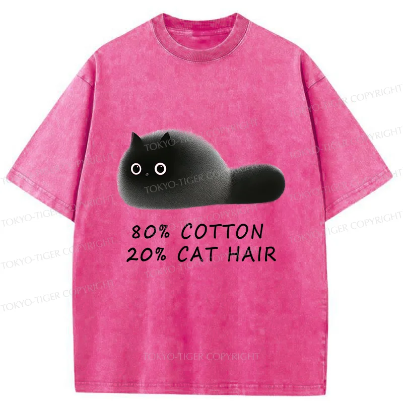 Tokyo-Tiger Funny Cat Hair Washed T-Shirt