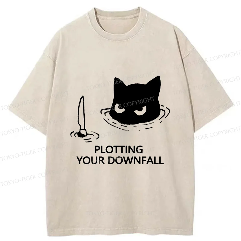 Tokyo-Tiger Cat Planning Something Bad Washed T-Shirt