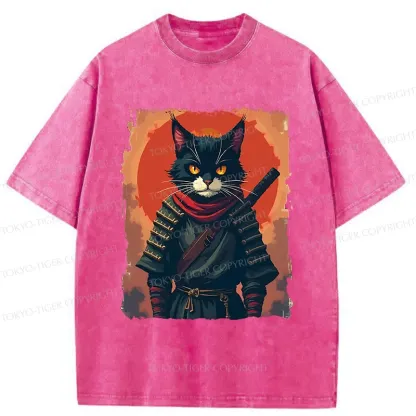 Tokyo-Tiger Handsome Cat Ninja Washed T-Shirt